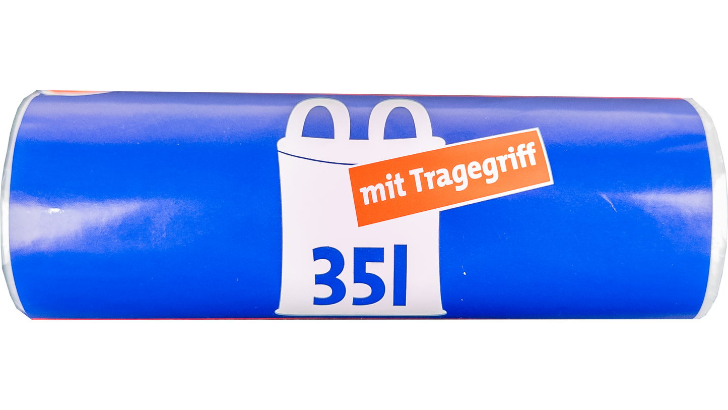 35L Müllbeutel mit Tragegriff - Transparent - Reißfest & Flüssigkeitsdicht - IG-AS