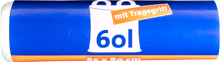60L Müllbeutel mit Tragegriff - Transparent - Reißfest & Flüssigkeitsdicht - IG-AS