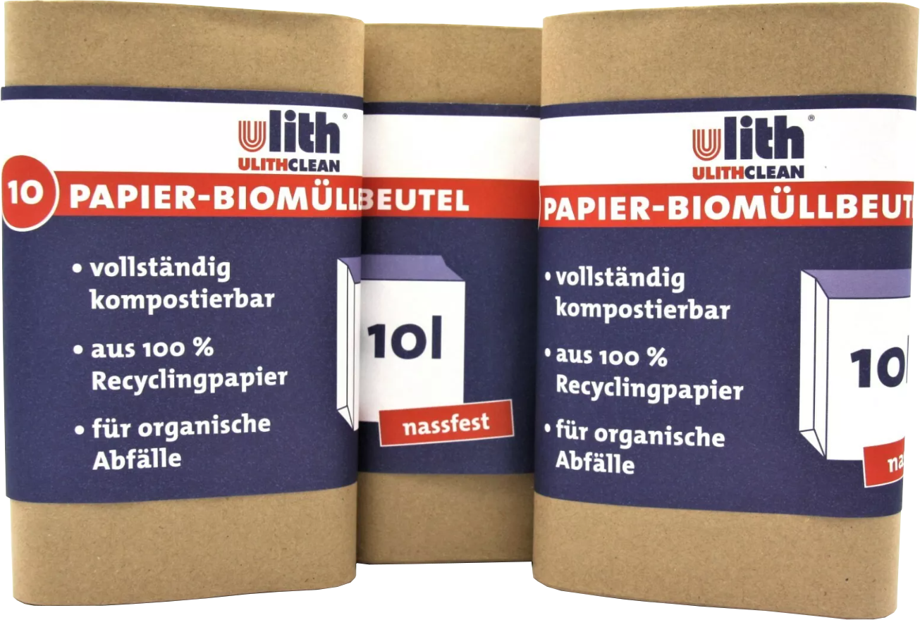 Bio Abfalltüten Papier 10L – Nassfest, Braun, aus recyceltem Material