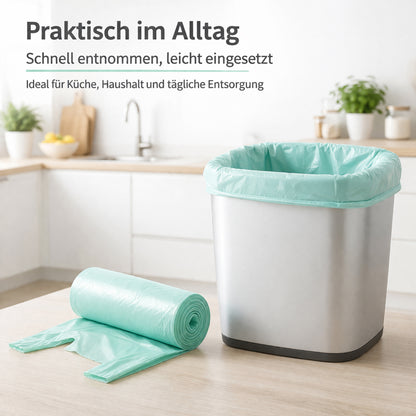 Müllsäcke mit Tragegriff | 50L | 20 Stück auf Rolle | Reißfest & Flüssigkeitsdicht