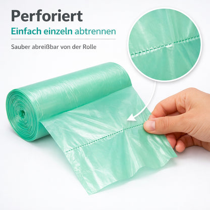 Müllsäcke mit Tragegriff | 50L | 20 Stück auf Rolle | Reißfest & Flüssigkeitsdicht