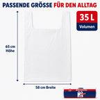 35L Müllbeutel mit Tragegriff - Transparent - Reißfest & Flüssigkeitsdicht