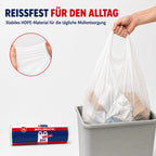 35L Müllbeutel mit Tragegriff - Transparent - Reißfest & Flüssigkeitsdicht