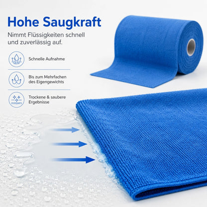Microfasertücher auf Rolle - 75 Stück - Blau - 30 x 30 cm
