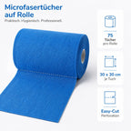 Microfasertücher auf Rolle - 75 Stück - Blau - 30 x 30 cm