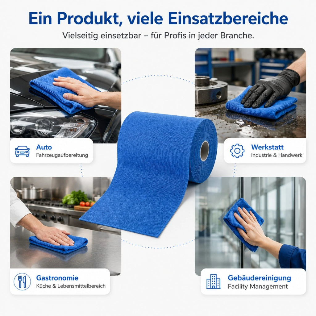 Microfasertücher auf Rolle - 75 Stück - Blau - 30 x 30 cm