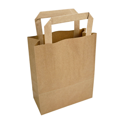 Papiertragetaschen Braun mit Henkel 18+8x22cm - FSC Kraftpapier Tüten