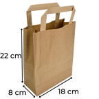 Papiertragetaschen Braun mit Henkel 18+8x22cm - FSC Kraftpapier Tüten