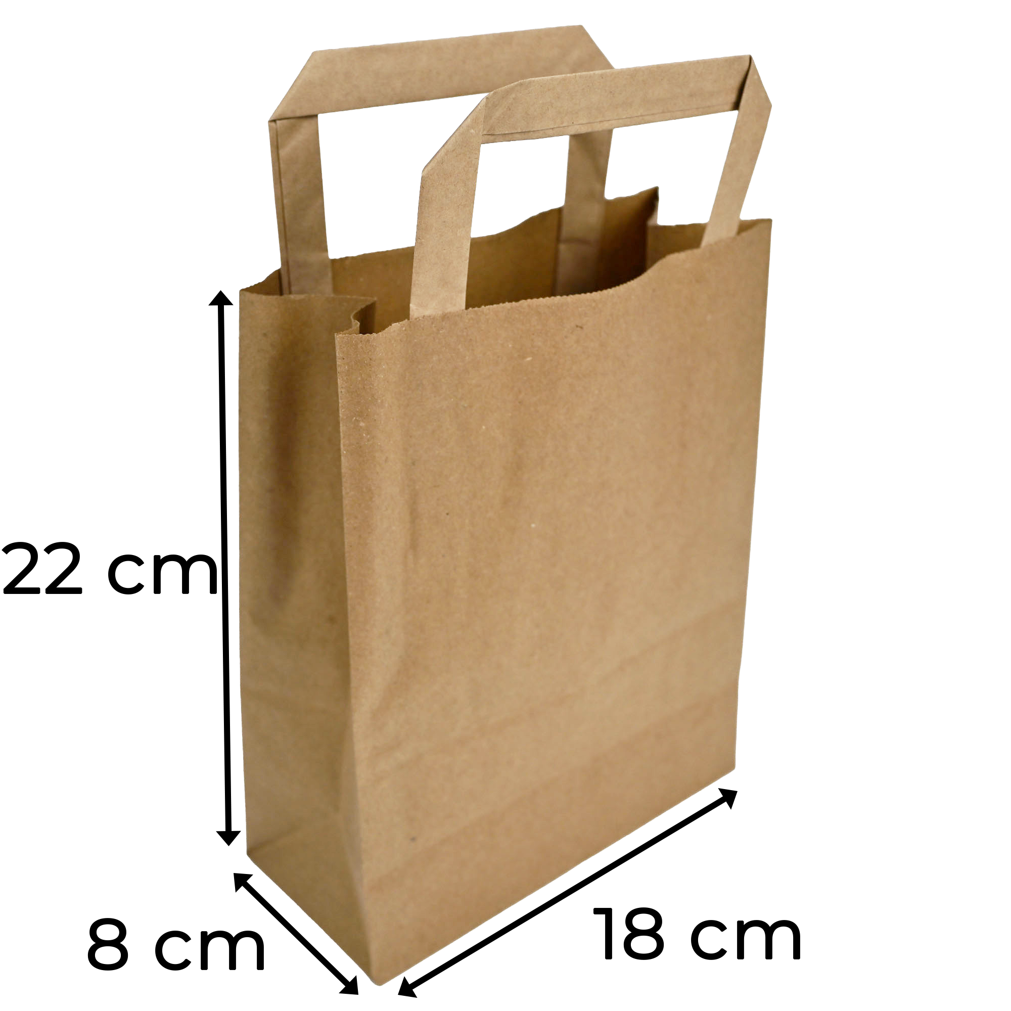 Papiertragetaschen Braun mit Henkel 18+8x22cm - FSC Kraftpapier Tüten