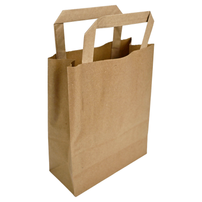 Papiertragetaschen Braun mit Henkel 18+8x22cm - FSC Kraftpapier Tüten