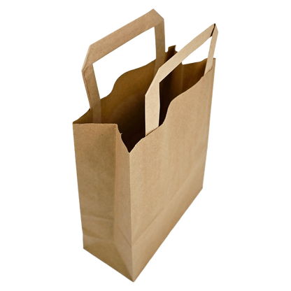 Papiertragetaschen Braun mit Henkel 18+8x22cm - FSC Kraftpapier Tüten