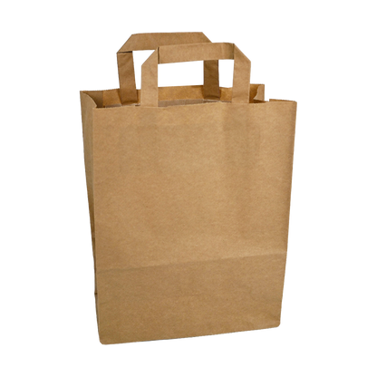 Papiertragetaschen Braun mit Henkel 22+11x28cm - FSC Kraftpapier Tüten