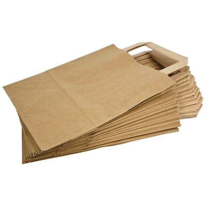 Papiertragetaschen Braun mit Henkel 22+11x28cm - FSC Kraftpapier Tüten