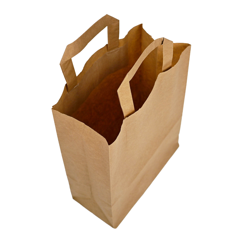 Papiertragetaschen Braun mit Henkel 22+11x28cm - FSC Kraftpapier Tüten