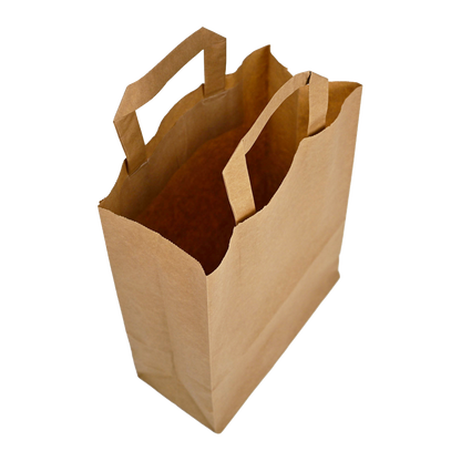 Papiertragetaschen Braun mit Henkel 22+11x28cm - FSC Kraftpapier Tüten