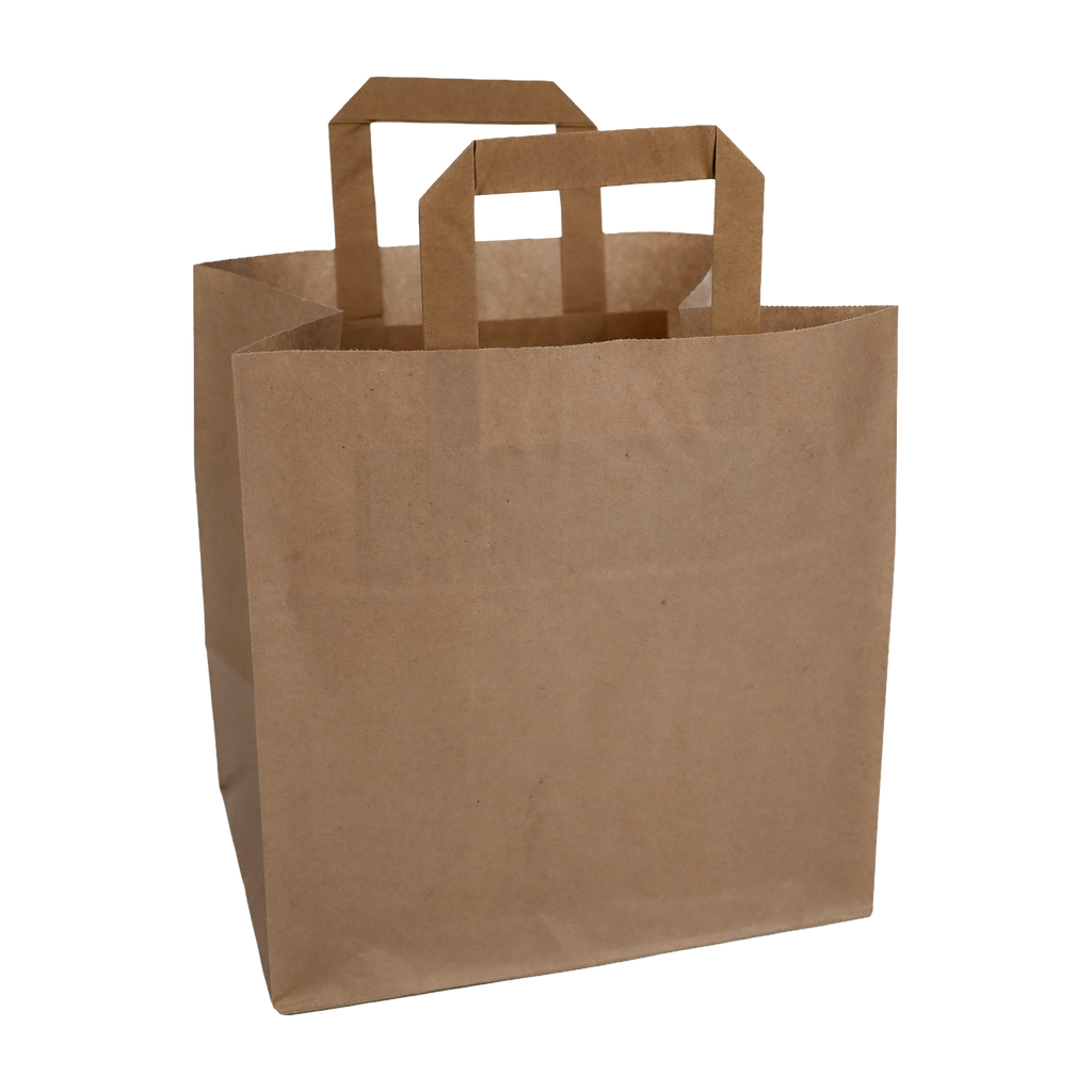 Papiertragetaschen Braun mit Henkel 26+17x25cm - FSC Kraftpapier Tüten