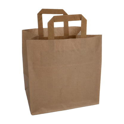 Papiertragetaschen Braun mit Henkel 26+17x25cm - FSC Kraftpapier Tüten