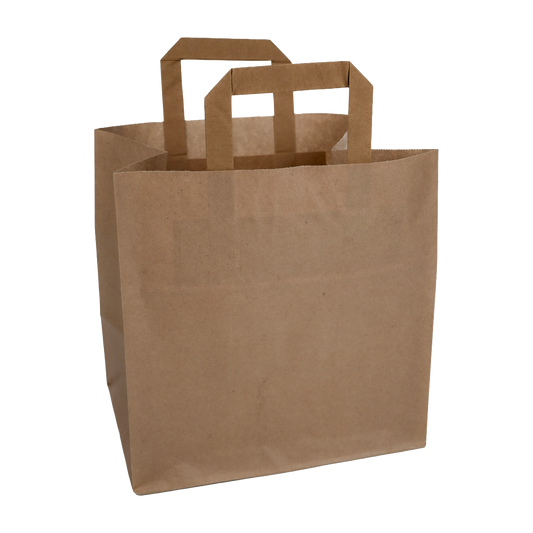 Papiertragetaschen Braun mit Henkel 26+17x25cm - FSC Kraftpapier Tüten