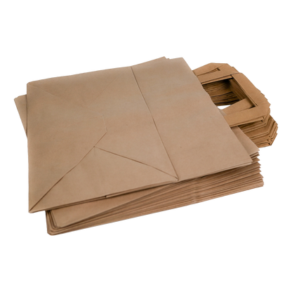 Papiertragetaschen Braun mit Henkel 26+17x25cm - FSC Kraftpapier Tüten