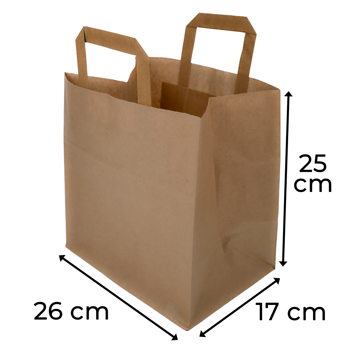Papiertragetaschen Braun mit Henkel 26+17x25cm - FSC Kraftpapier Tüten