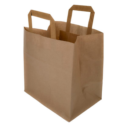 Papiertragetaschen Braun mit Henkel 26+17x25cm - FSC Kraftpapier Tüten