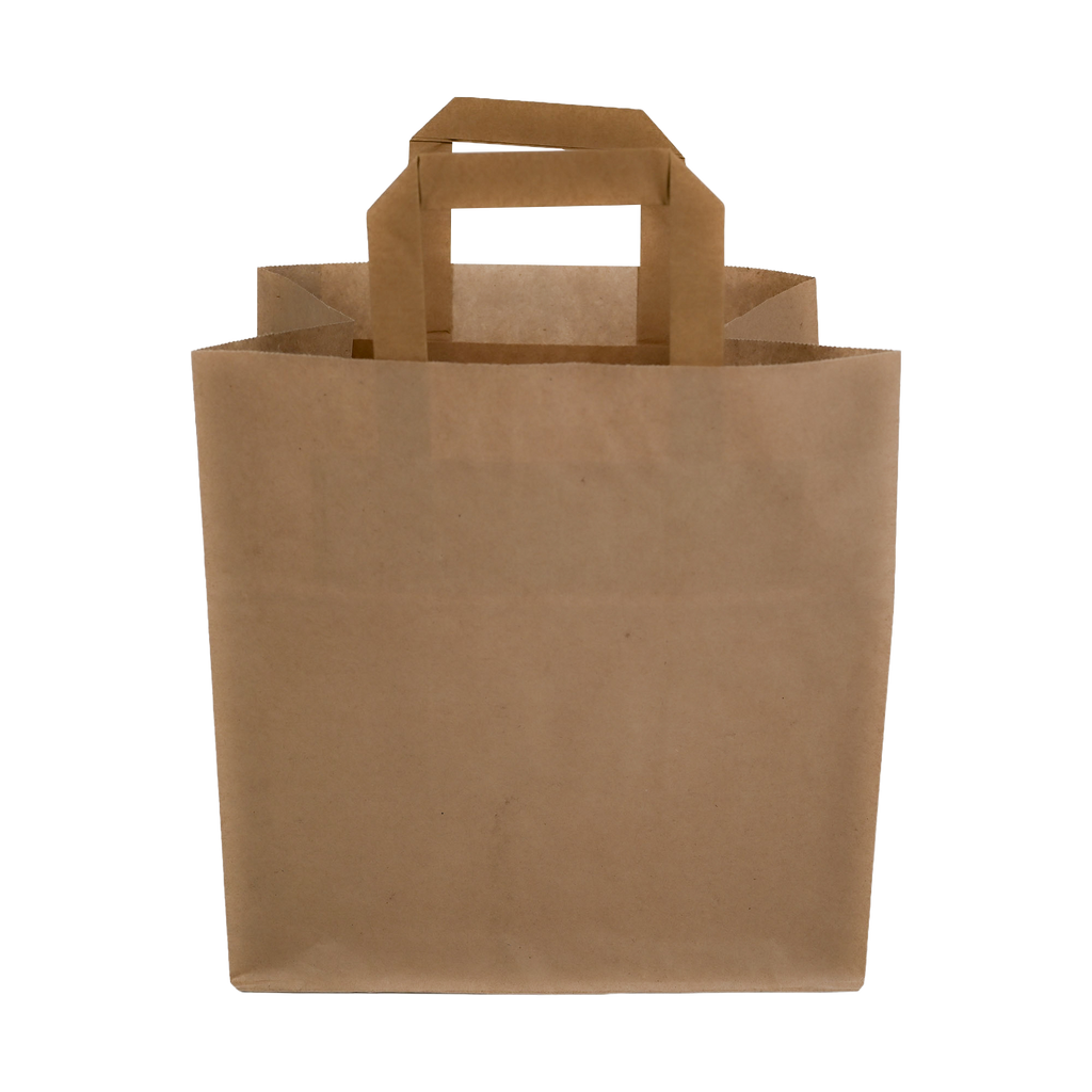Papiertragetaschen Braun mit Henkel 26+17x25cm - FSC Kraftpapier Tüten