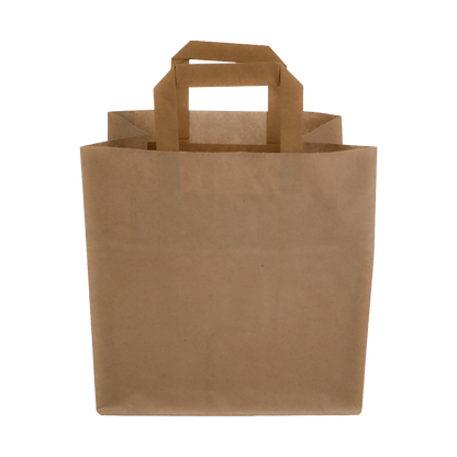Papiertragetaschen Braun mit Henkel 26+17x25cm - FSC Kraftpapier Tüten