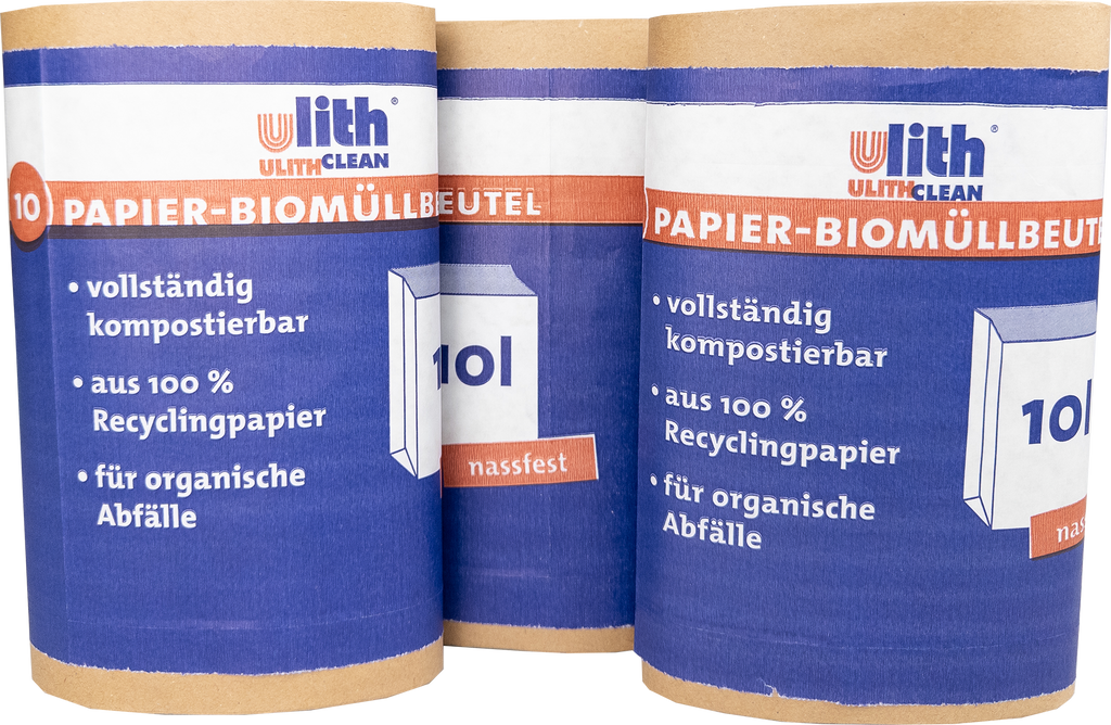Bio Abfalltüten Papier 10L – Nassfest, Braun, aus recyceltem Material - IG-AS