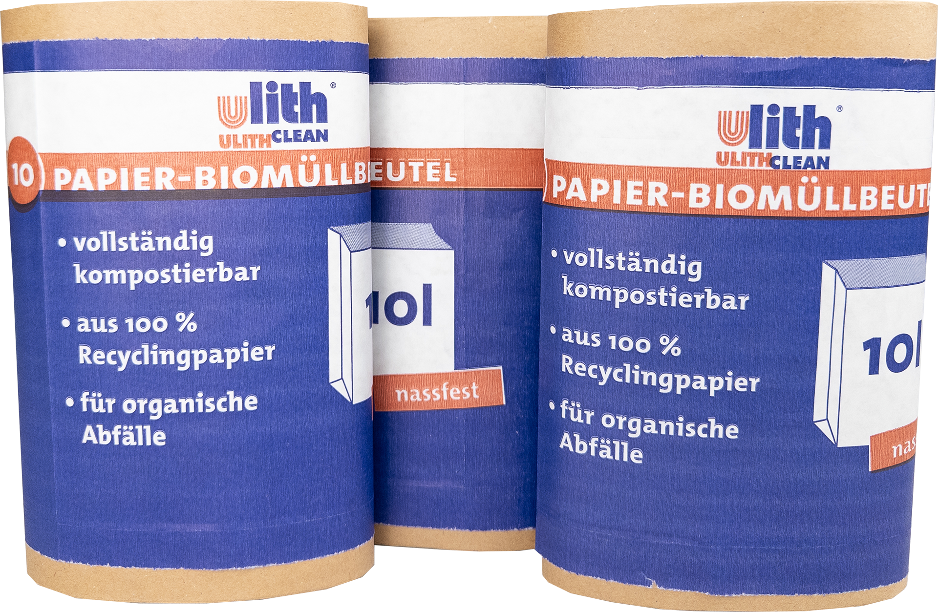 Bio Abfalltüten Papier 10L – Nassfest, Braun, aus recyceltem Material - IG-AS