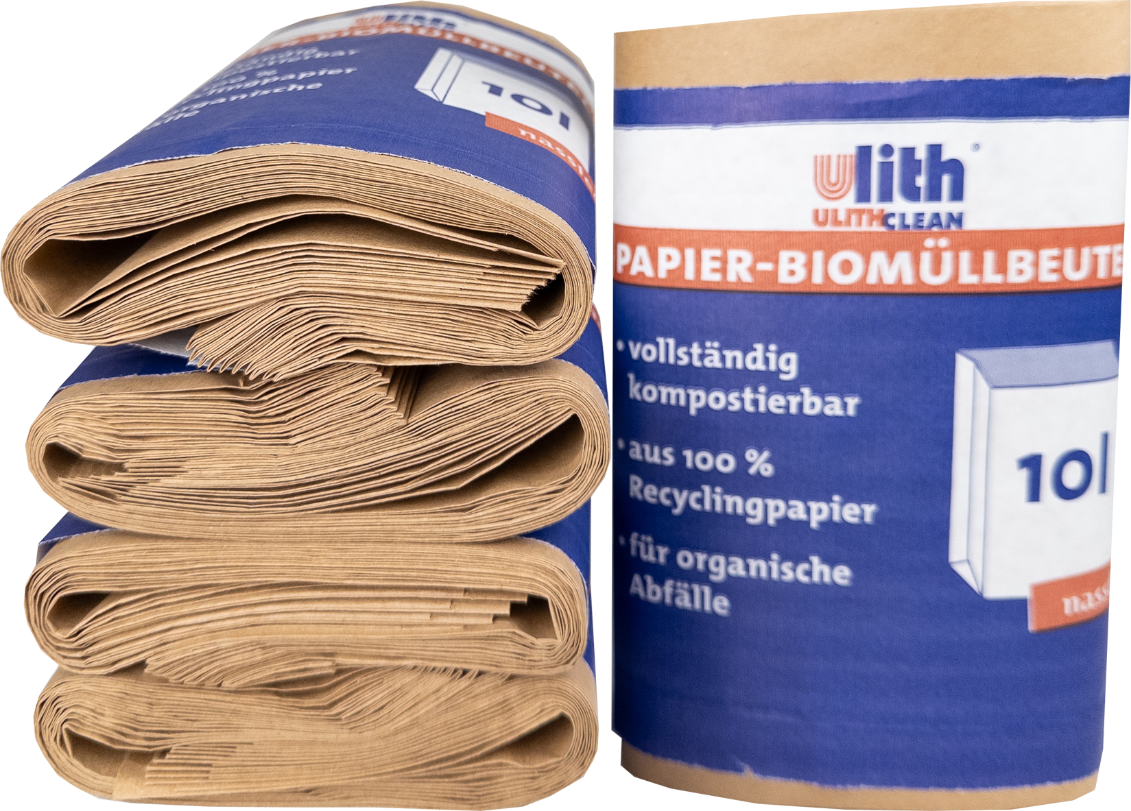 Bio Abfalltüten Papier 10L – Nassfest, Braun, aus recyceltem Material - IG-AS
