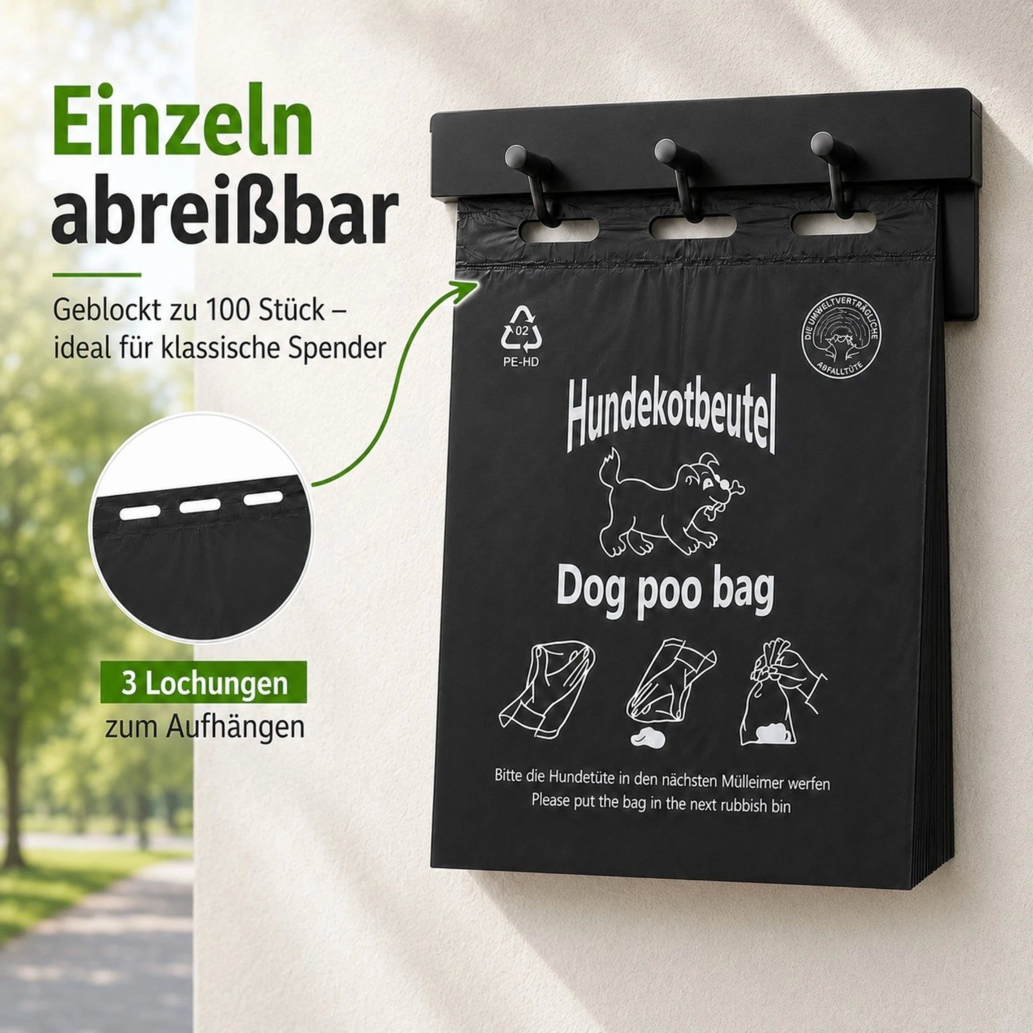 Hundekotbeutel 20x32+3cm - Im Block zu je 100 Stück