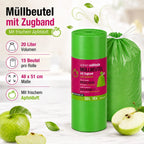 Müllbeutel mit Zugband 20L – Apfel Duft | Extrem Reißfest