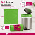 Müllbeutel mit Zugband 20L – Apfel Duft | Extrem Reißfest