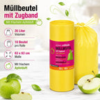 Müllbeutel mit Zugband 35L – Apfel Duft | Extrem Reißfest