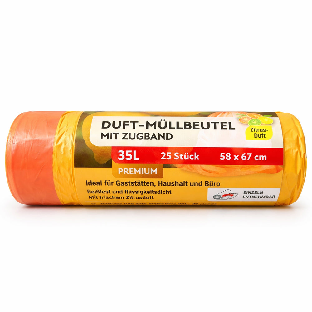 Müllbeutel mit Zugband 35L - Zitrus Duft