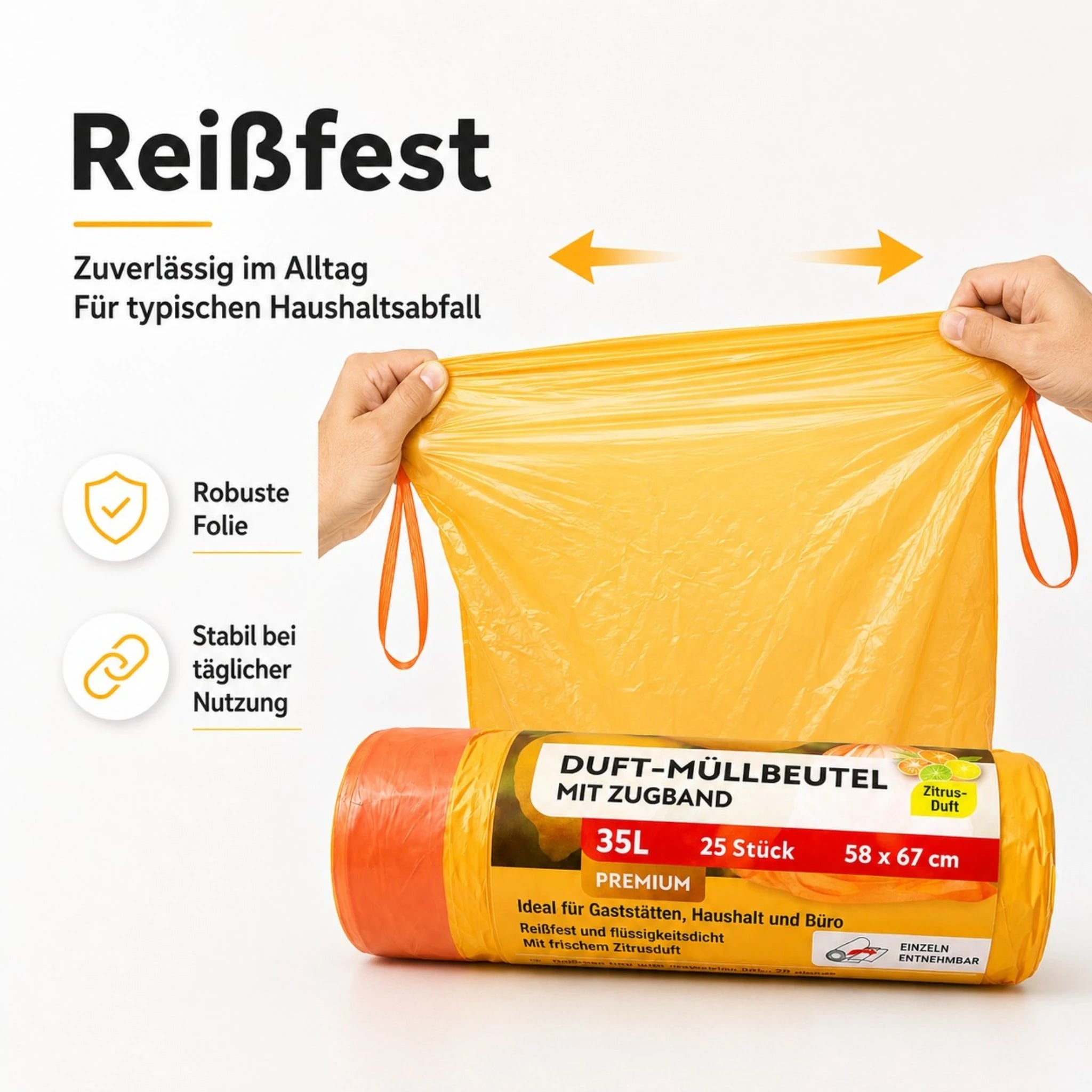 Müllbeutel mit Zugband 35L - Zitrus Duft