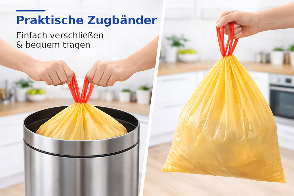 Duft Müllbeutel mit Zugband – Zitrusduft | 35L | 25 Stück auf Rolle | Einzeln entnehmbar