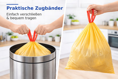 Duft Müllbeutel mit Zugband – Zitrusduft | 35L | 25 Stück auf Rolle | Einzeln entnehmbar