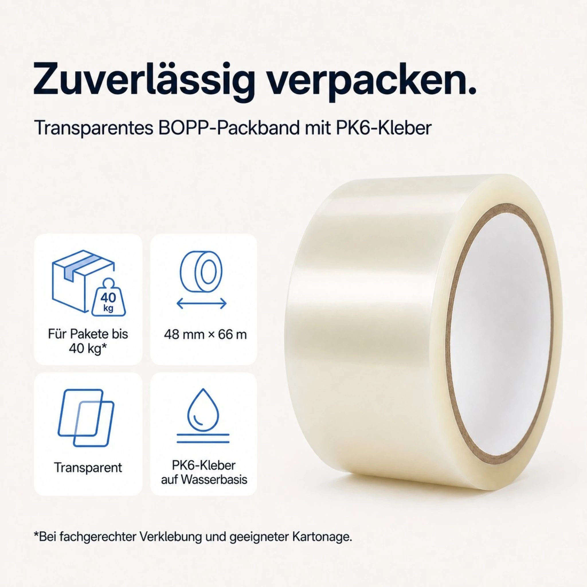 Paketklebeband Transparent 48 mm x 66 m – BOPP Paketband