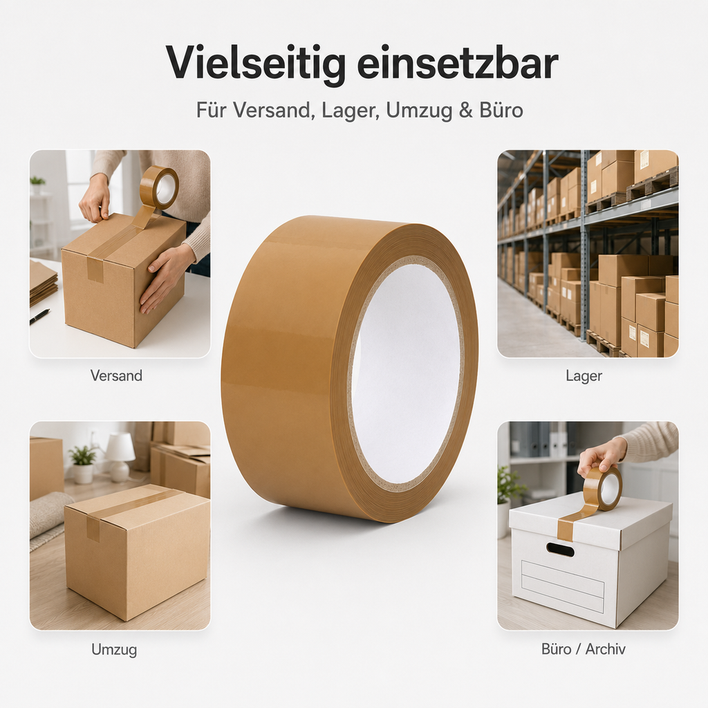 Braunes Klebeband - Leise abrollend - 48mm x 66m - ca. 50µm