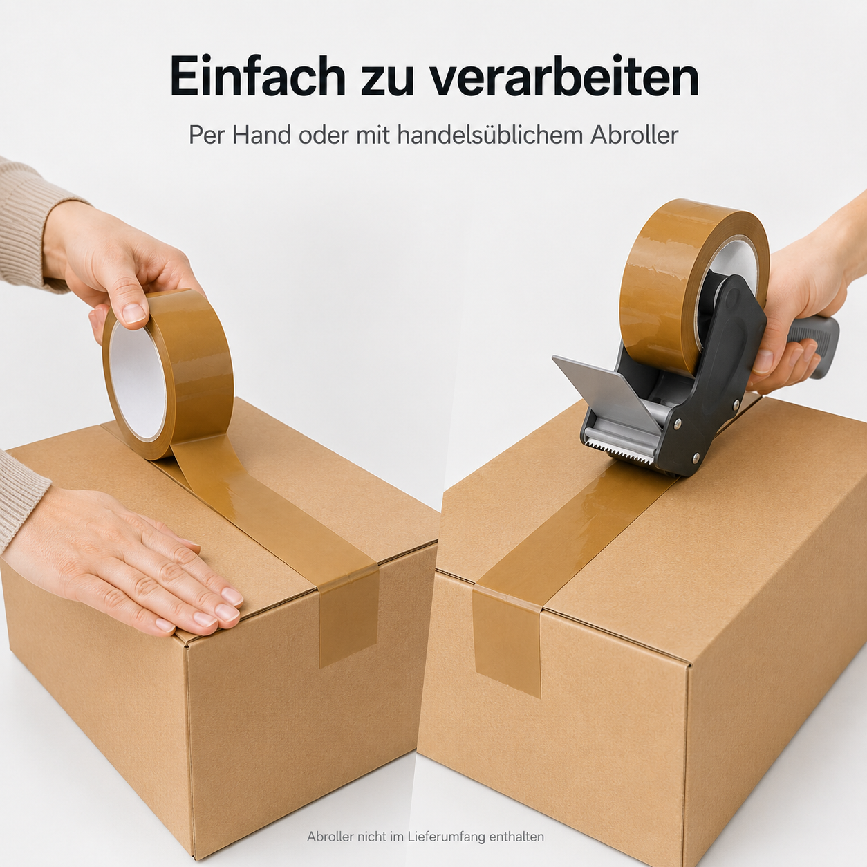 Braunes Klebeband - Leise abrollend - 48mm x 66m - ca. 50µm
