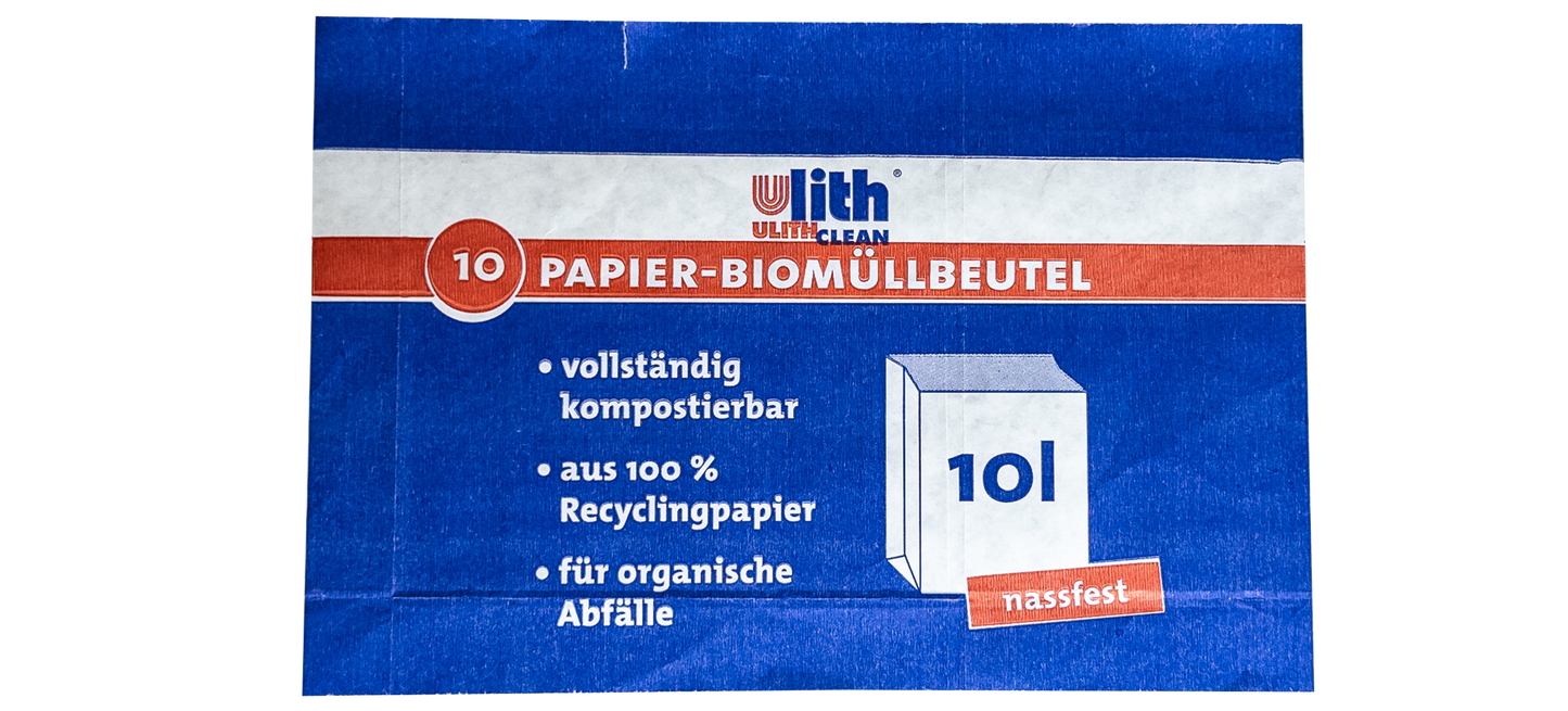 Bio Abfalltüten Papier 10L – Nassfest, Braun, aus recyceltem Material - IG-AS