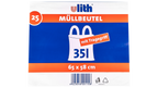 35L Müllbeutel mit Tragegriff - Transparent - Reißfest & Flüssigkeitsdicht - IG-AS