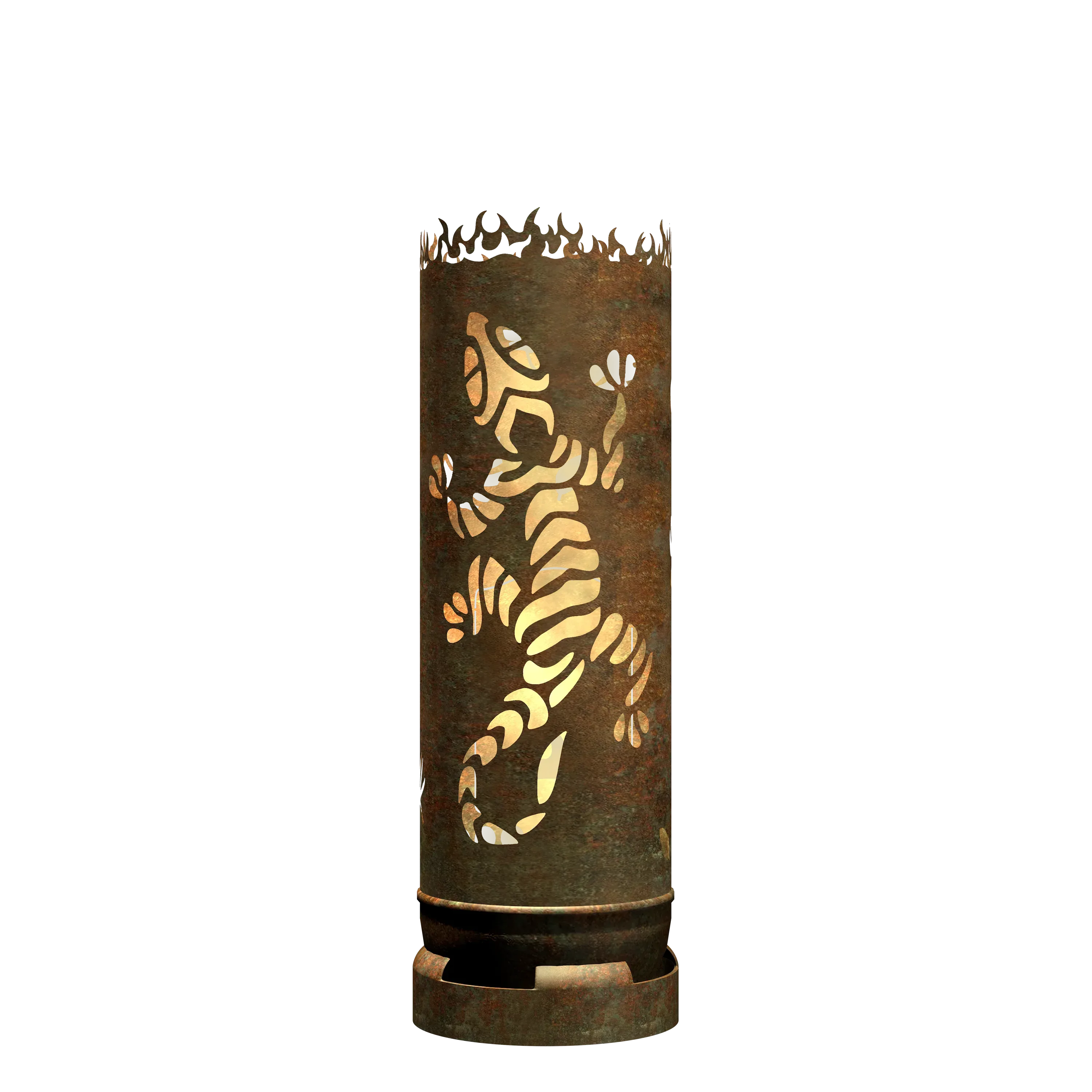 Feuertonne Gecko mit Blättern
