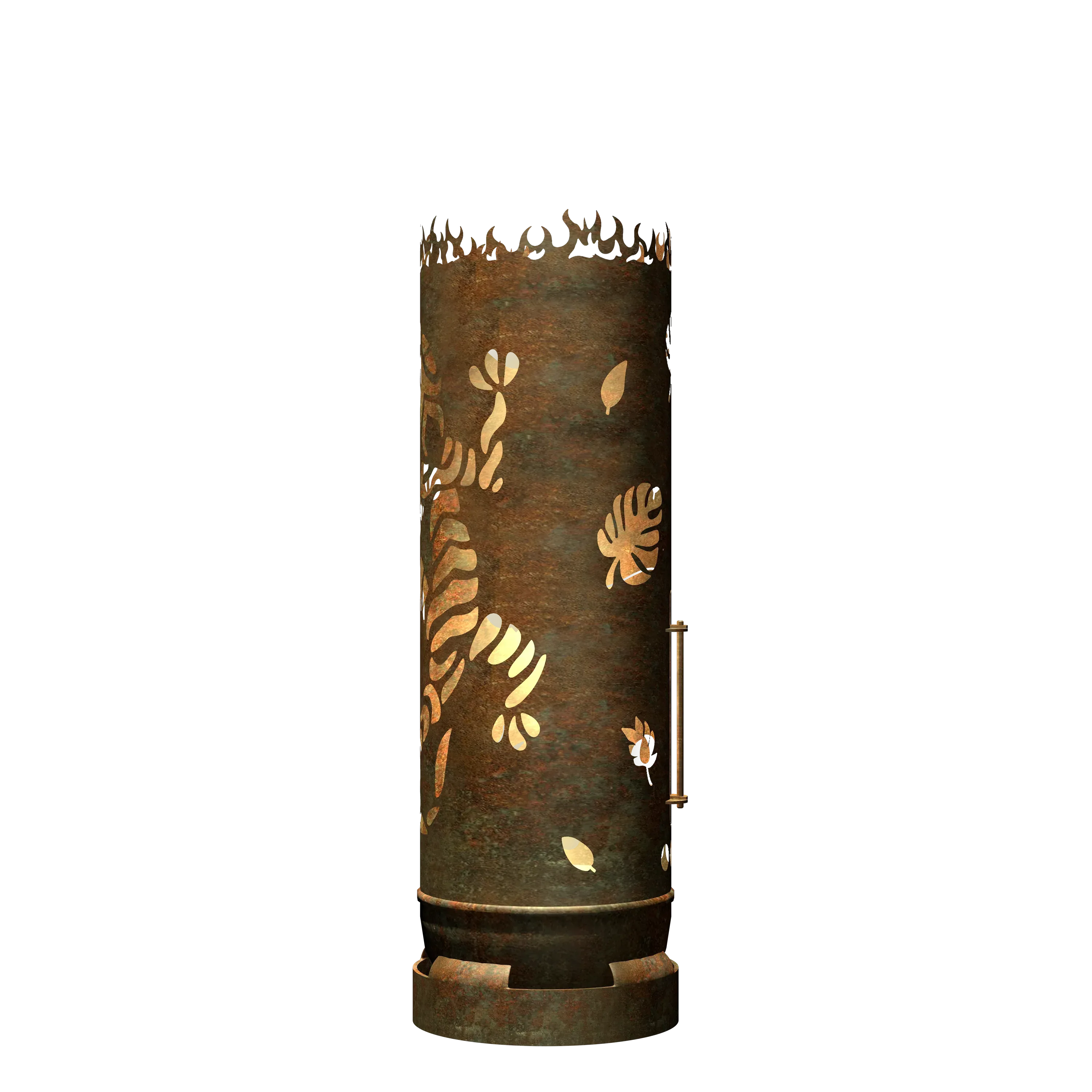 Feuertonne Gecko mit Blättern