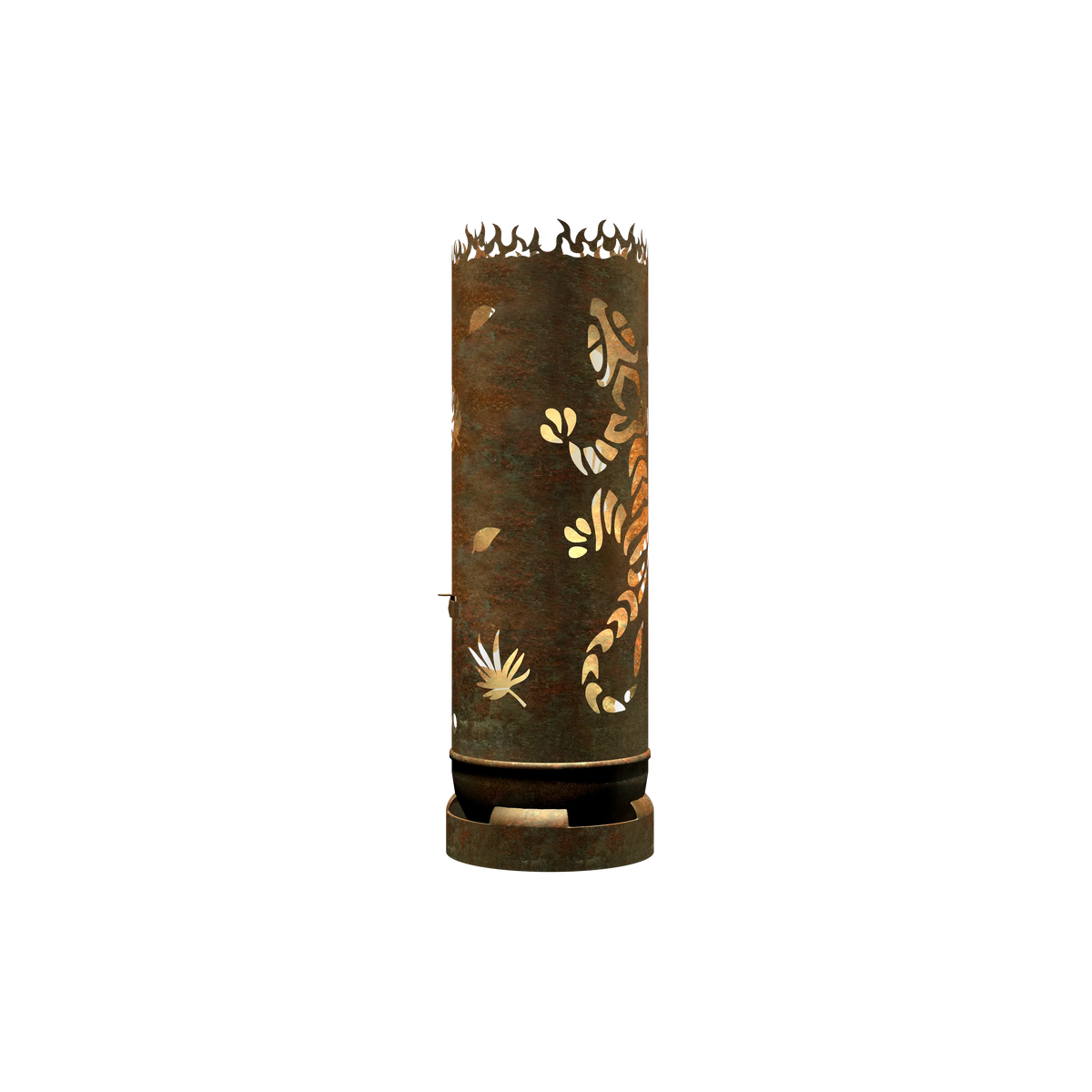 Feuertonne Gecko mit Blättern