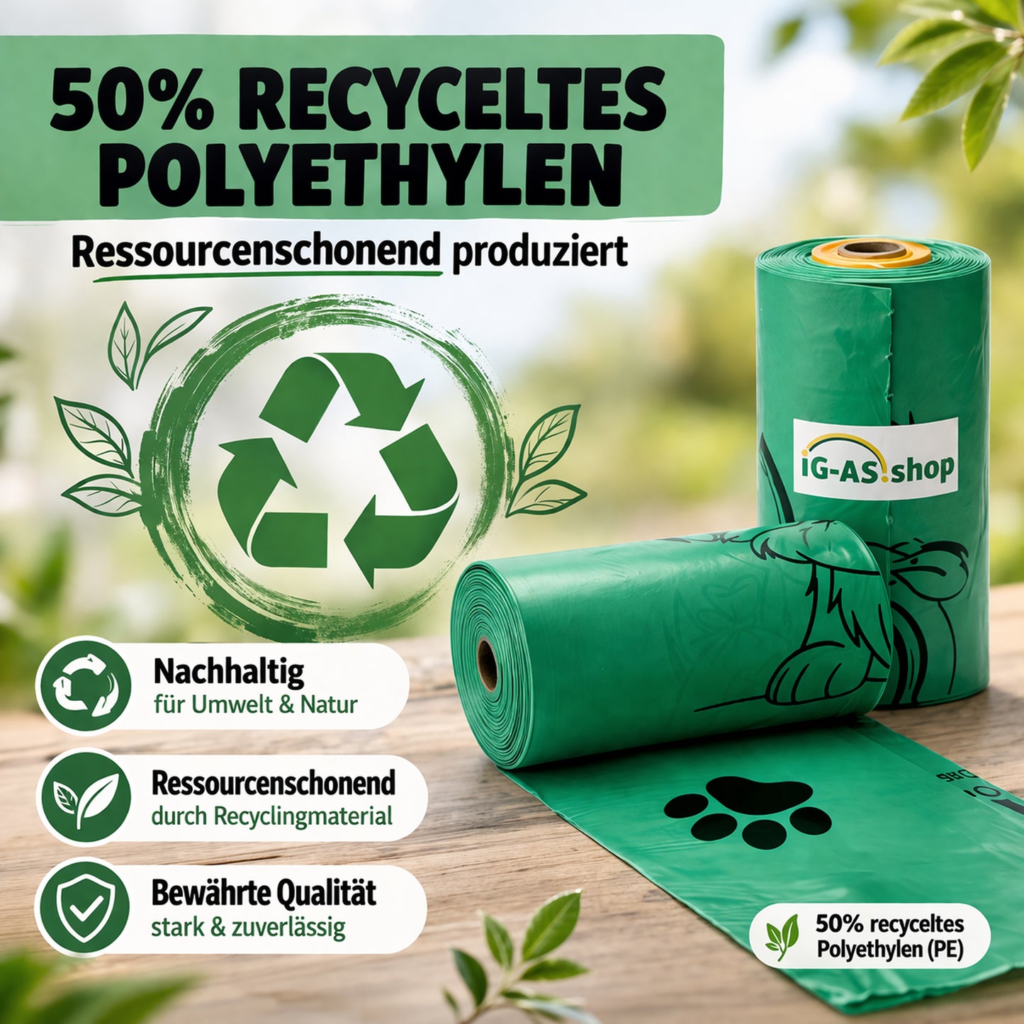 Hundekotbeutel mit Waldbeerenduft auf Rolle – 360 Stück (24 Rollen)