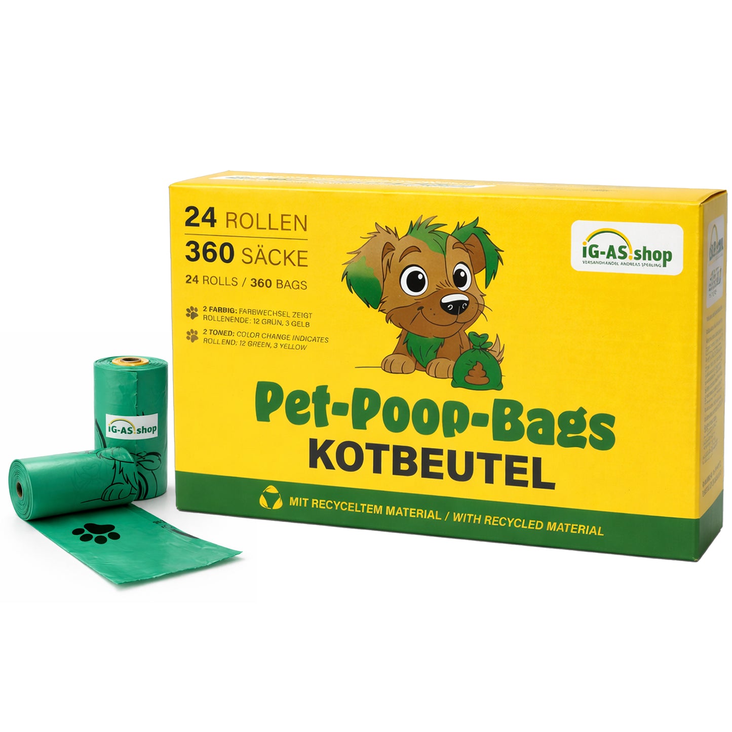 Hundekotbeutel mit Waldbeerenduft auf Rolle – 360 Stück (24 Rollen)