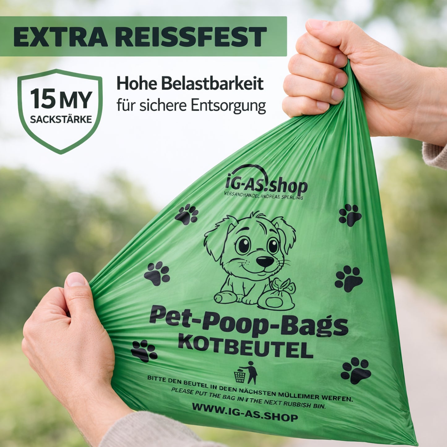 Hundekotbeutel mit Waldbeerenduft auf Rolle – 360 Stück (24 Rollen)