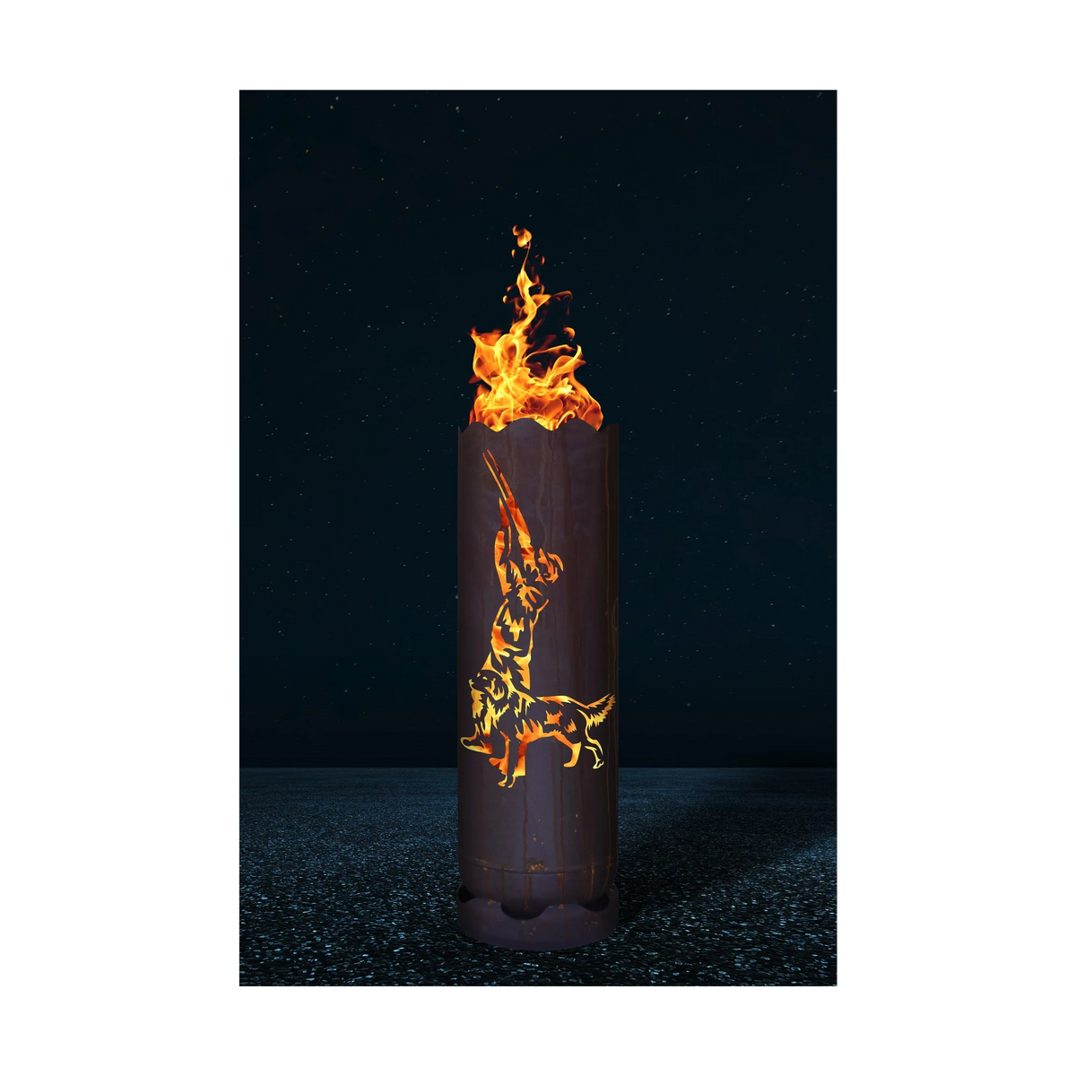Feuertonne Jäger mit Hund